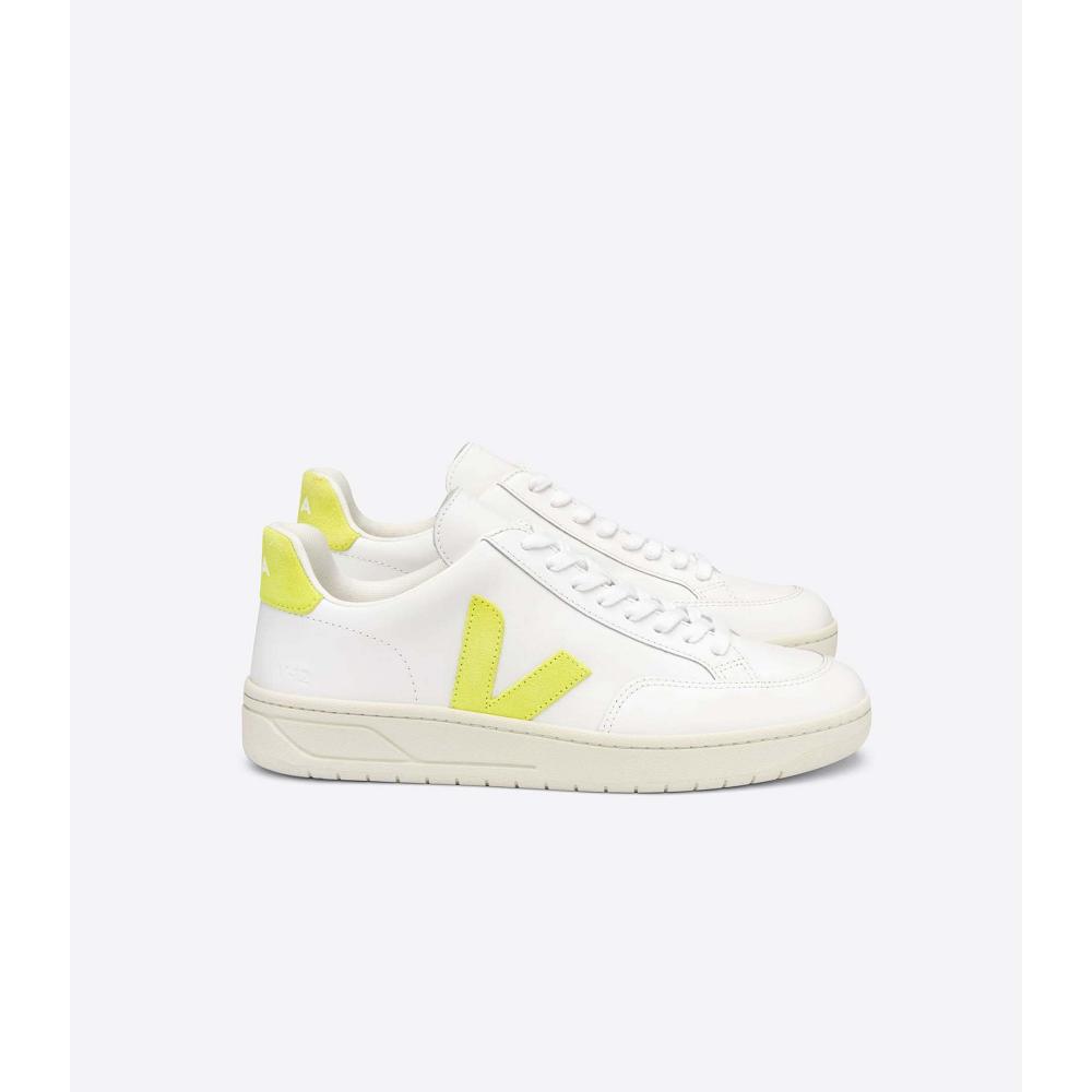 Veja V-12 LEATHER Tornacipő Férfi White/Green | HU 344UZG